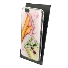 Чехол накладка для APPLE iPhone 6, iPhone 6G, iPhone 6S, силикон, глянцевый, блестки, рисунок Туфли сумка очки