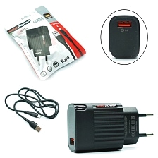 СЗУ (Сетевое зарядное устройство) MRM XQ10 c кабелем Lightning 8 pin, 3.1A, длина 1 метр, QC3.0, 18W, цвет черный