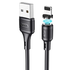 Магнитный зарядный кабель HOCO X52 Sereno Lightning 8 pin, 2.4A, длина 1 метр, цвет черный | Все по 150