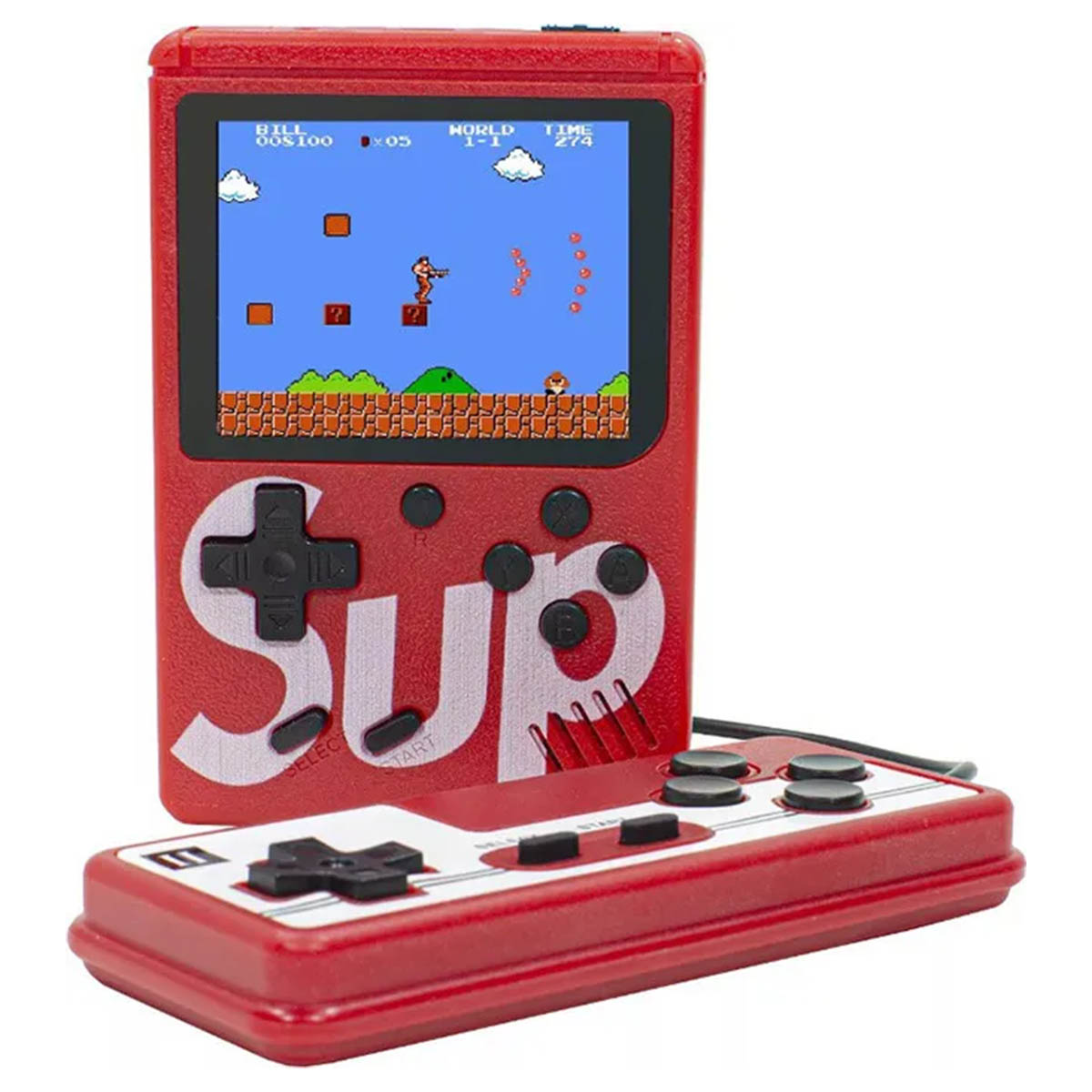 Портативная игровая приставка SUP GAME BOX 500 игр в 1, с джойстиком, цвет красный