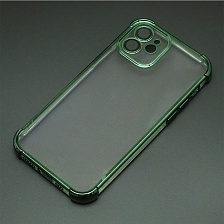 Чехол накладка для APPLE iPhone 12, силикон, защита камеры, цвет окантовки темно зеленый Чехол накладка для APPLE iPhone 12, силикон, защита камеры, цвет окантовки темно зеленый
