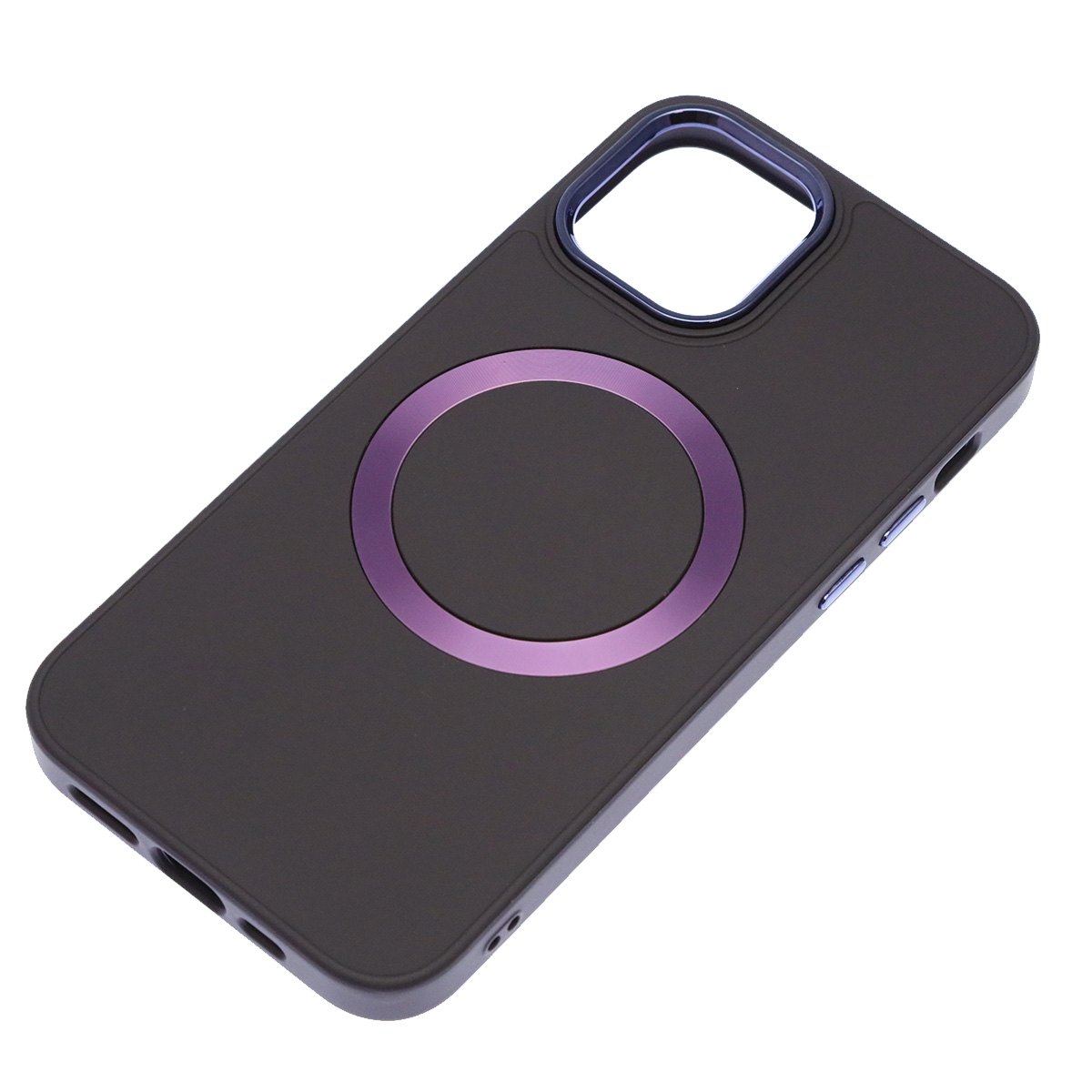 Чехол накладка с поддержкой MagSafe для APPLE iPhone 12, iPhone 12 Pro, силикон, пластик, цвет темно фиолетовый