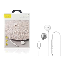 Гарнитура (наушники с микрофоном) проводная, BASEUS P06 LIGHTNING DIGITAL EARPHONE, цвет белый.