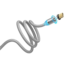 Магнитный зарядный кабель DREAM U40 USB Type C, 2.4A, QC3.0, длина 1.2 метра, цвет серебристый Магнитный зарядный кабель DREAM U40 USB Type C, 2.4A, QC3.0, длина 1.2 метра, цвет серебристый