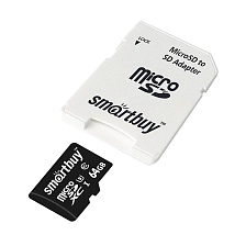 Карта памяти SmartBuy MicroSDXC 64GB, Class 10 Pro Light UHS-I U3, 70-90 Mb/s, c адаптером