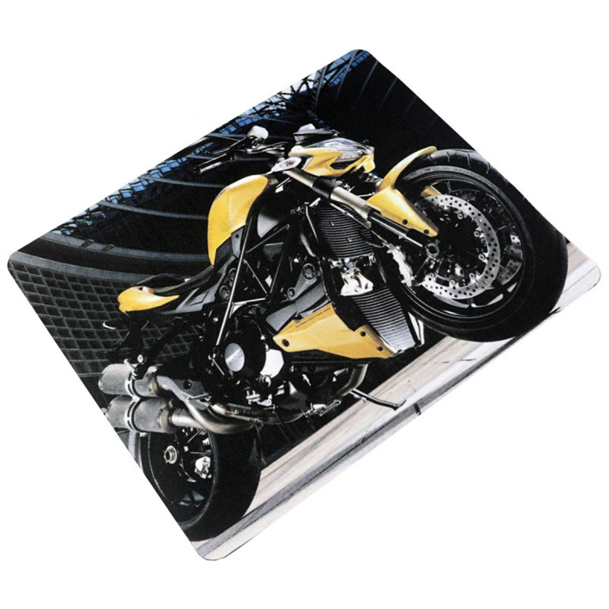 Коврик для компьютерной мыши F2, 240х200 мм, рисунок желтый мотоцикл