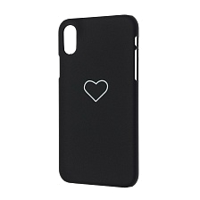Чехол накладка для APPLE iPhone X, iPhone XS, пластик, матовый, рисунок Сердце, цвет черный.