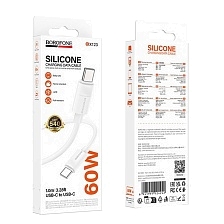 Кабель BOROFONE BX123 Leya USB Type C на USB Type C, 3A, 60W, длина 1 метр, цвет белый