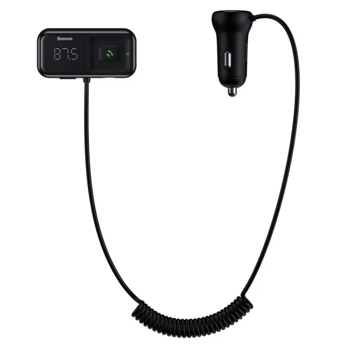 АЗУ (Автомобильное зарядное устройство) BASEUS CCTM-E01 с FM-трансмиттером, 2 USB, Bluetooth, цвет черный