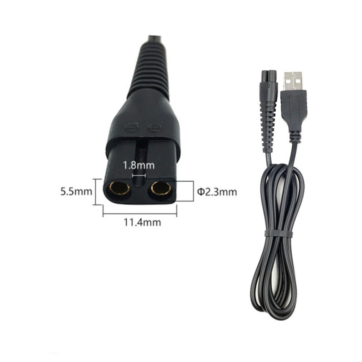 Кабель USB DL45 для зарядки электробритв, длина 1 метр, цвет черный (восьмерка)