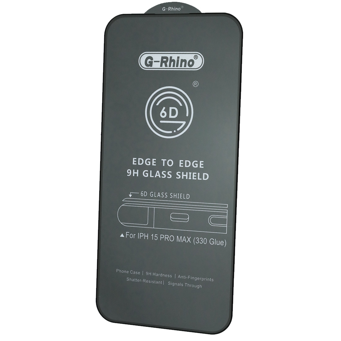 Защитное стекло 6D G-Rhino для APPLE iPhone 15 Pro Max (6.7"), цвет окантовки черный