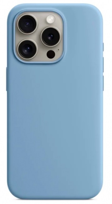 Чехол накладка Silicone Case для APPLE iPhone 15 Pro, L-ogo, бархатная подложка, цвет песочно-голубой