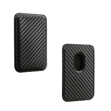 Чехол картхолдер MagSafe на смартфон APPLE для банковских карт, имитация карбона, цвет черный