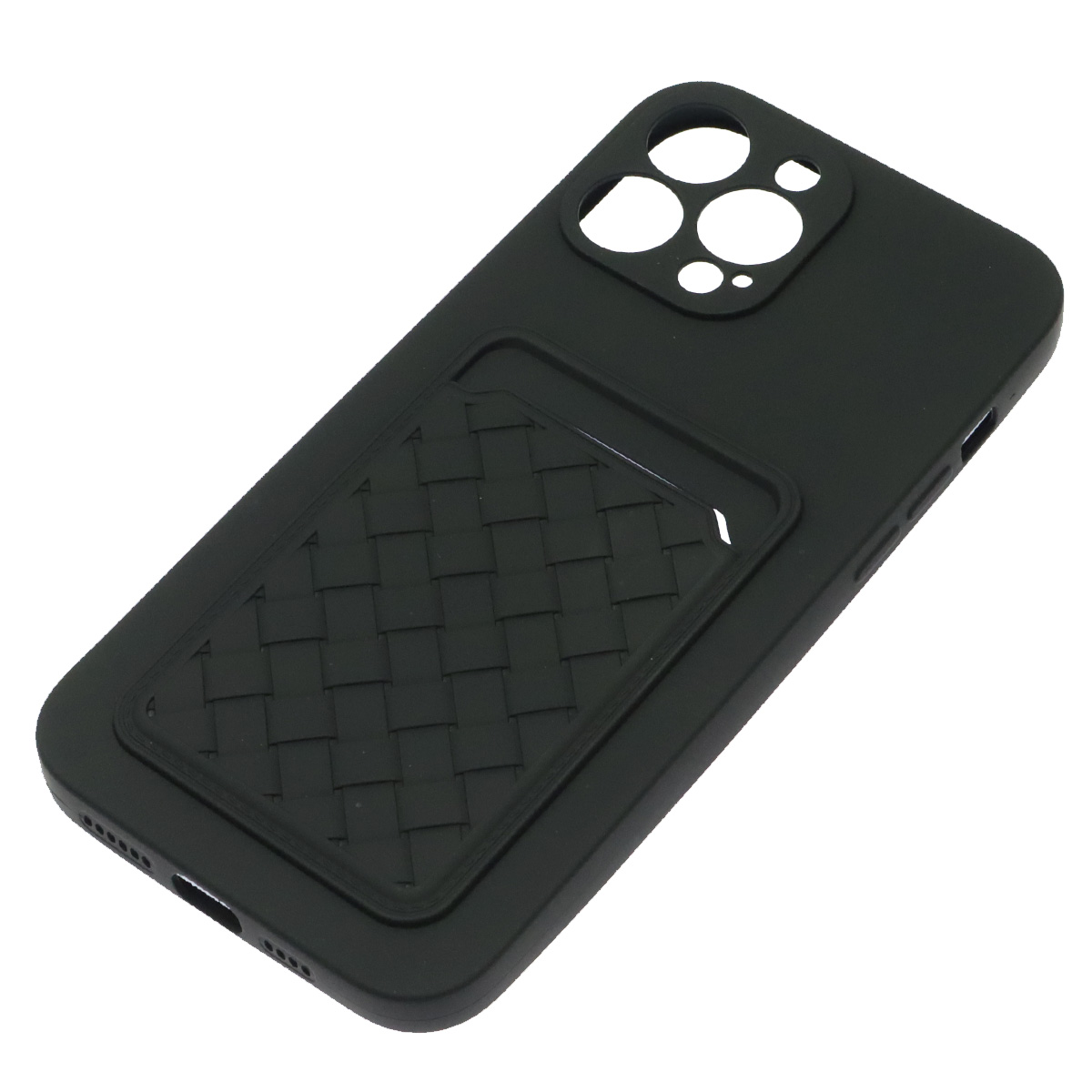 Чехол накладка CARD CASE для APPLE iPhone 13 Pro Max (6.7"), силикон, отдел для карт, цвет черный
