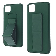 Чехол накладка STAND для HUAWEI Honor 9S (DUA-LX9), Y5P 2020, подставка, магнит, экокожа, цвет темно зеленый