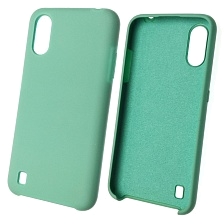 Чехол накладка Silicon Cover для SAMSUNG Galaxy A01 (SM-A015), силикон, бархат, цвет синий океан | РЕТРО 6