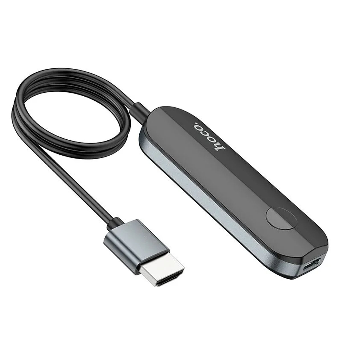 Беспроводной HDMI 4K адаптер HOCO UA23 Flowing для iPhone, iPad, MacBook, цвет черно серебристый