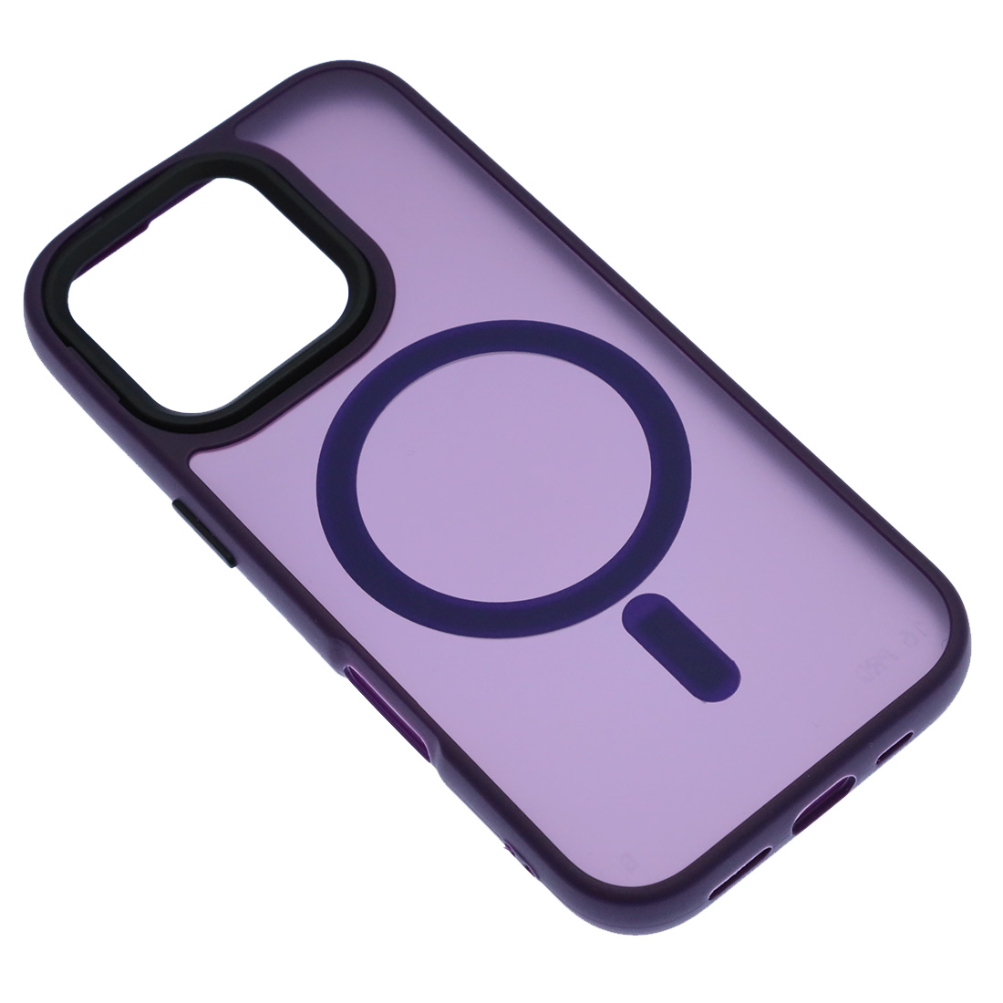 Чехол накладка FASHION CASE для APPLE iPhone 16 Pro, с поддержкой MagSafe, пластик матовый прозрачный, защита камеры, цвет окантовки фиолетовый
