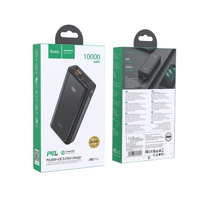 Внешний портативный аккумулятор, Power Bank HOCO J45 Pro, 10000 mAh, цвет черный