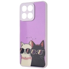 Чехол накладка для Honor X7c, пластик, силикон, защита камеры, рисунок Котята в очках