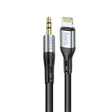 Аудио кабель, переходник HOCO UPA22 Lightning 8 pin на AUX Jack 3.5 mm, длина 1 метр, цвет черный Аудио кабель, переходник HOCO UPA22 Lightning 8 pin на AUX Jack 3.5 mm, длина 1 метр, цвет черный