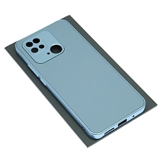 Чехол накладка для XIAOMI Redmi 10C, POCO C40, защита камеры, силикон, пластик, цвет серо голубой