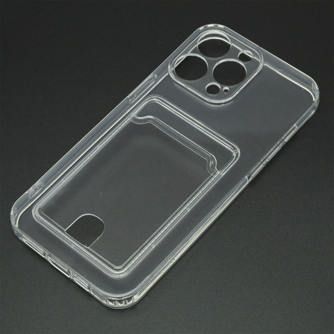 Чехол накладка CARD CASE для APPLE iPhone 15 Pro Max, защита камеры, силикон, отдел для карт, цвет прозрачный