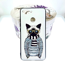 Чехол накладка для XIAOMI REDMI 6, силикон, рисунок Кот в полосатой кофте, цвет белый.