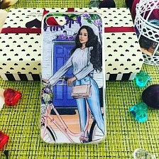 Чехол накладка для APPLE iPhone 7, 8, силикон, рисунок девушка на велосипеде.