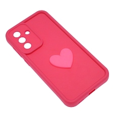 Чехол накладка для SAMSUNG Galaxy A36, силикон, 3D сердце, защита камеры, бортики, цвет розовый
