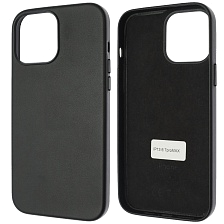 Чехол накладка для APPLE iPhone 13 Pro Max (6.7), силикон, бархат, имитация кожи, цвет черный