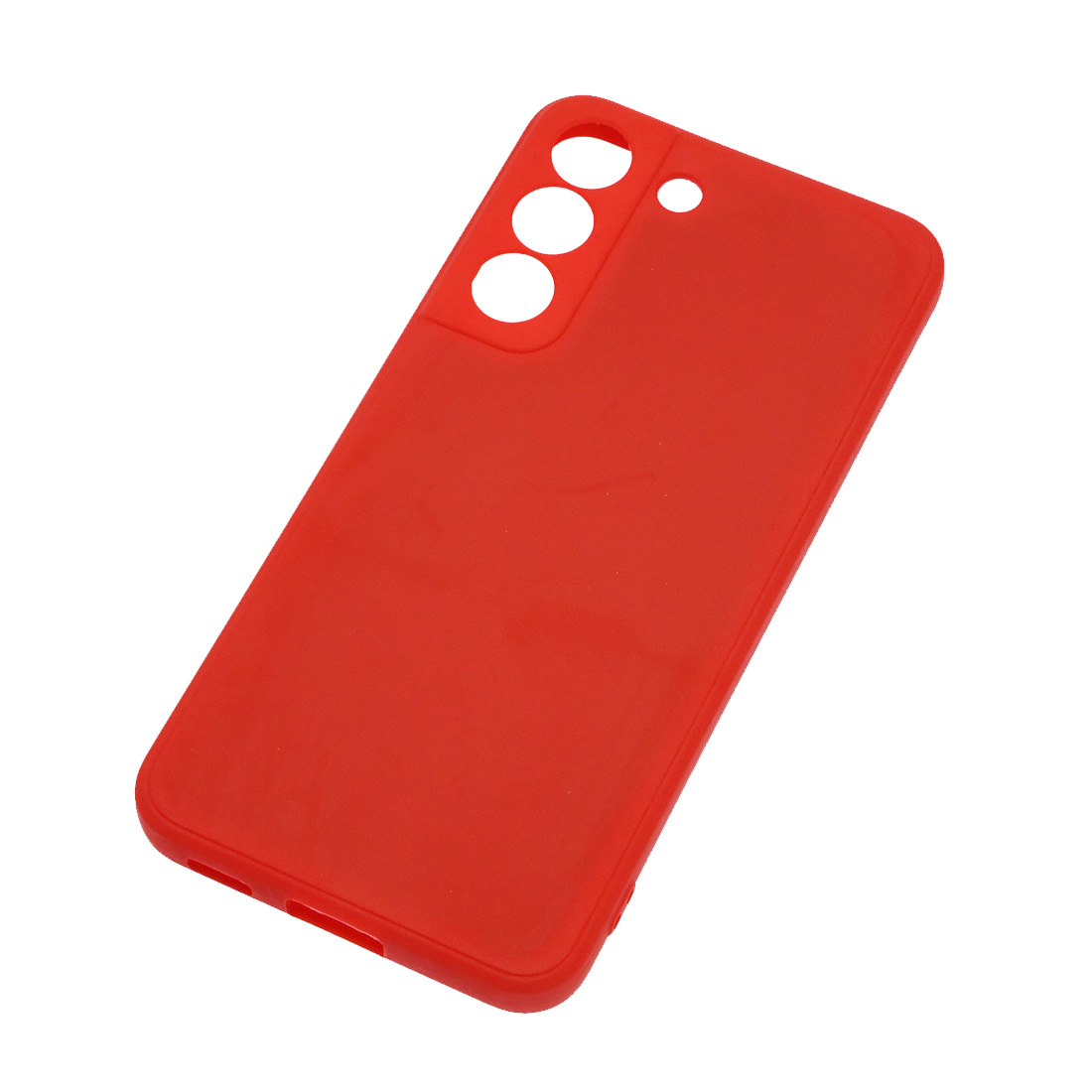 Чехол накладка для SAMSUNG Galaxy S22, силикон, бархат, цвет красный