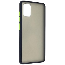 Чехол накладка SKIN SHELL для SAMSUNG Galaxy A51 (SM-A515), силикон, пластик, цвет окантовки темно синий