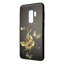 Чехол накладка для SAMSUNG Galaxy S9 Plus (SM-G965), силикон, рисунок Золотые бабочки 4.