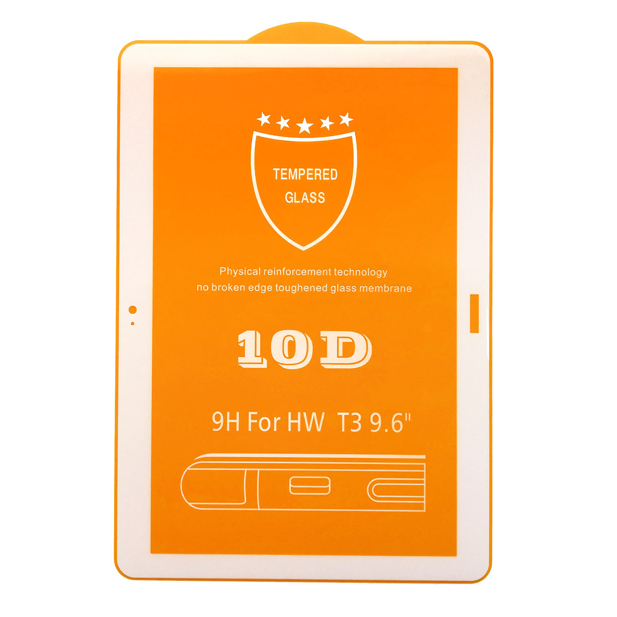 Защитное стекло 10D для HUAWEI Mediapad T3 (AGS-L09), диагональ 9.6", цвет окантовки белый.