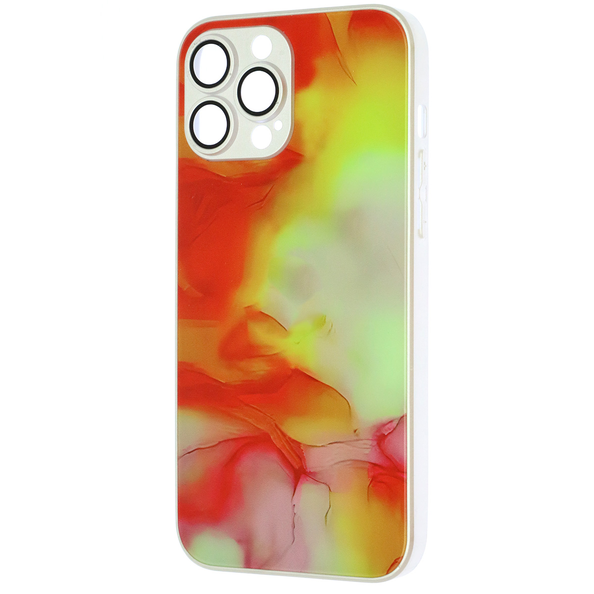 Чехол накладка AG Glass case для APPLE iPhone 13 Pro Max (6.7"), силикон, стекло, защита камеры, цвет оранжевый