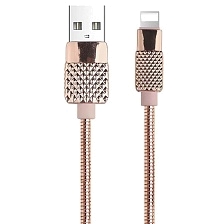 Кабель AWEI CL-87 METAL для APPLE, Lightning 8-pin, 2.4A, длина 1 метр, цвет розовое золото.