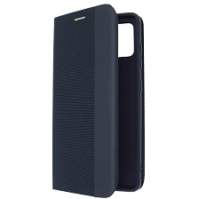 Чехол книжка MESH для SAMSUNG Galaxy A51 (SM-A515F), текстиль, силикон, бархат, визитница, цвет темно синий