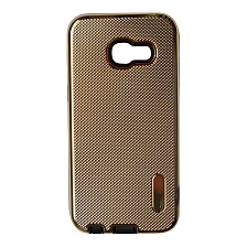 Чехол накладка для SAMSUNG Galaxy A3 2017 (SM-A320), силикон, бронированный, цвет золотистый