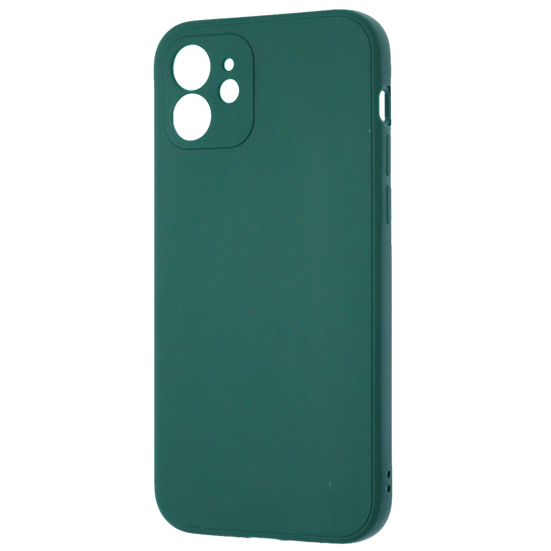 Чехол накладка для APPLE iPhone 12, силикон, бархат, цвет темно зеленый
