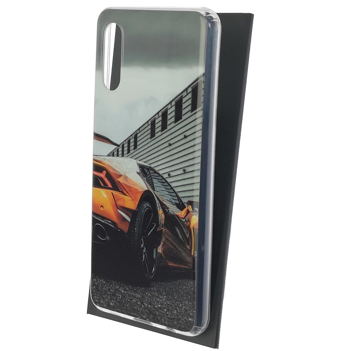 Чехол накладка Vinil для SAMSUNG Galaxy A02 (SM-A022G/DS), силикон, глянцевый, рисунок оранжевый Lamborghini