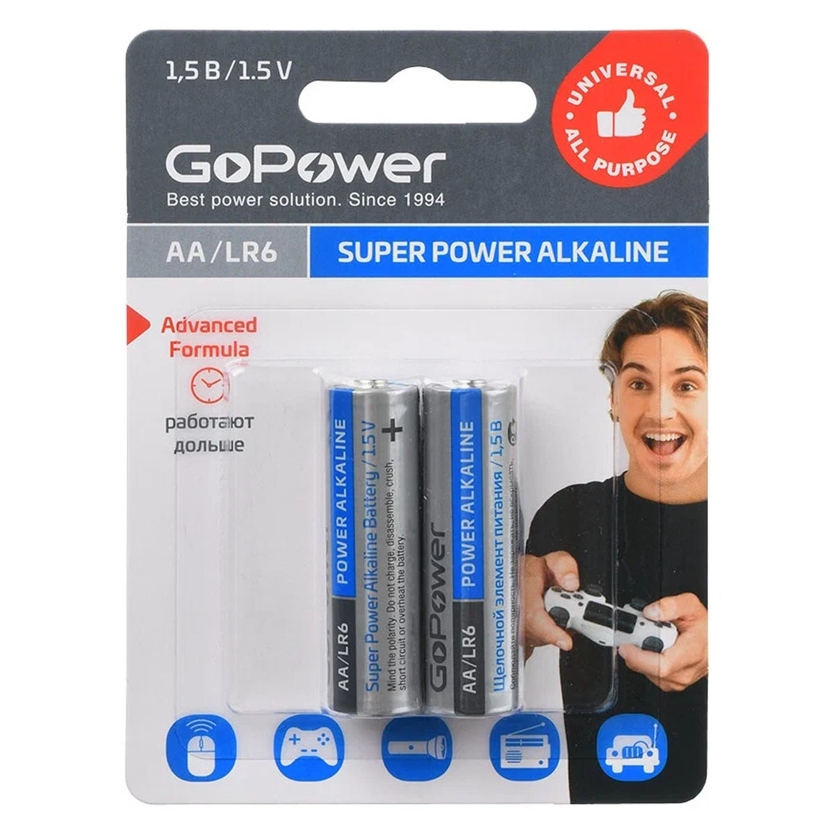 Батарейка GoPower LR6 AA BL2 Alkaline 1.5V