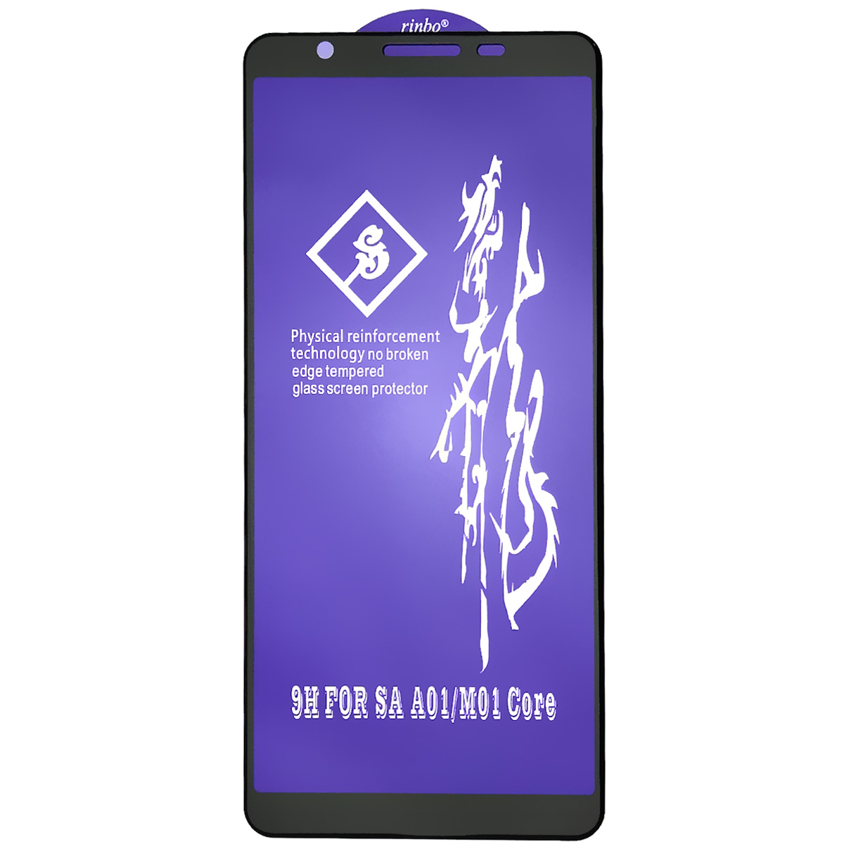 Защитное стекло 6D Rinbo для SAMSUNG Galaxy A01 Core (SM-A013), цвет окантовки черный