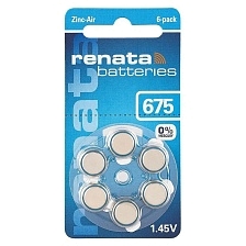 Батарейка RENATA ZA675 (675A, AC675E/EZ, PR675H, PR44), BL6