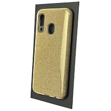 Чехол накладка Shine для SAMSUNG Galaxy A40 (SM-A405), силикон, блестки, цвет золотистый