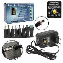 Блок питания универсальный Live-Power LP-1000, 3V-12V/2.1A, 8 насадок, цвет черный