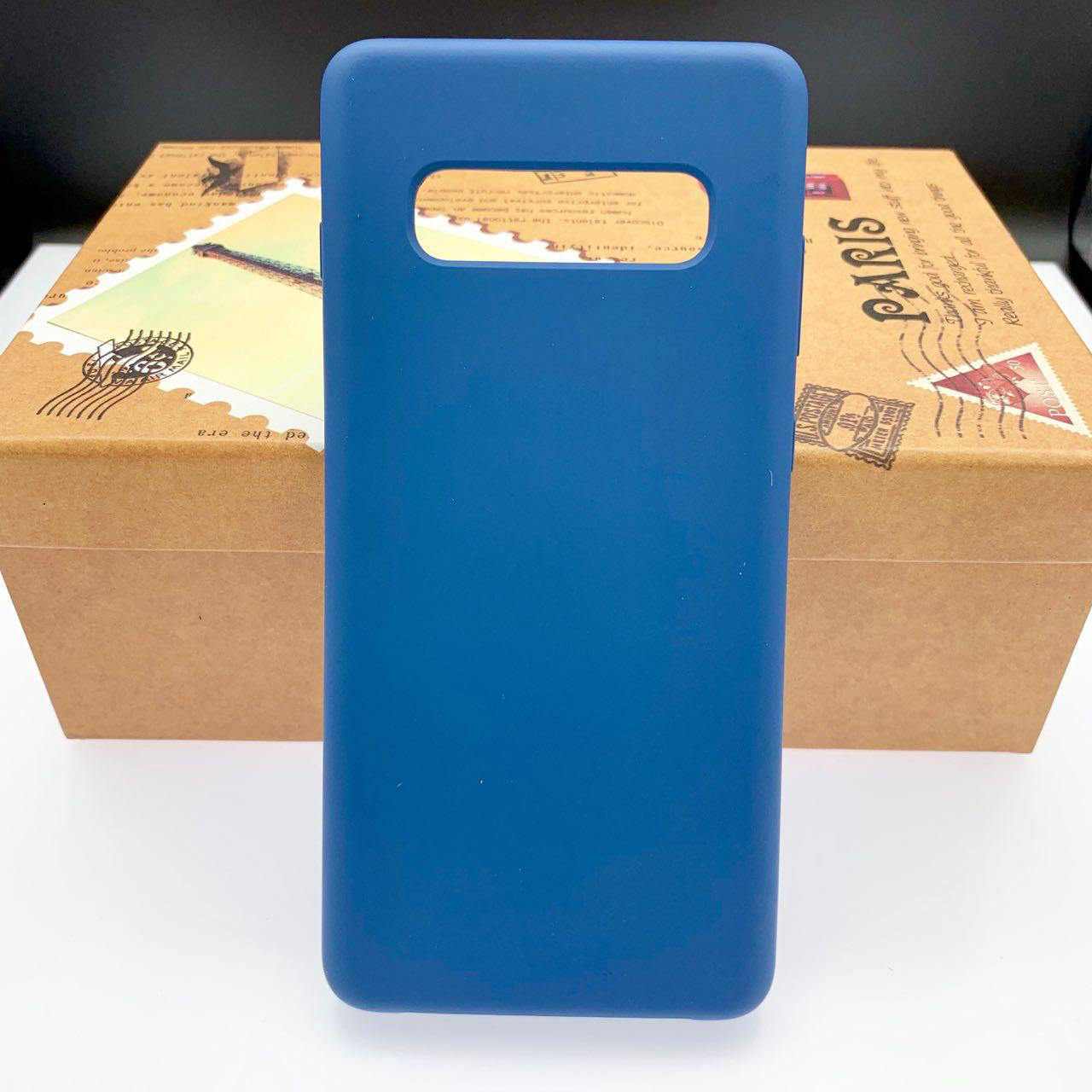 Чехол накладка Silicon Cover для SAMSUNG Galaxy S10 Plus (SM-G975), силикон, бархат, цвет темно синий.