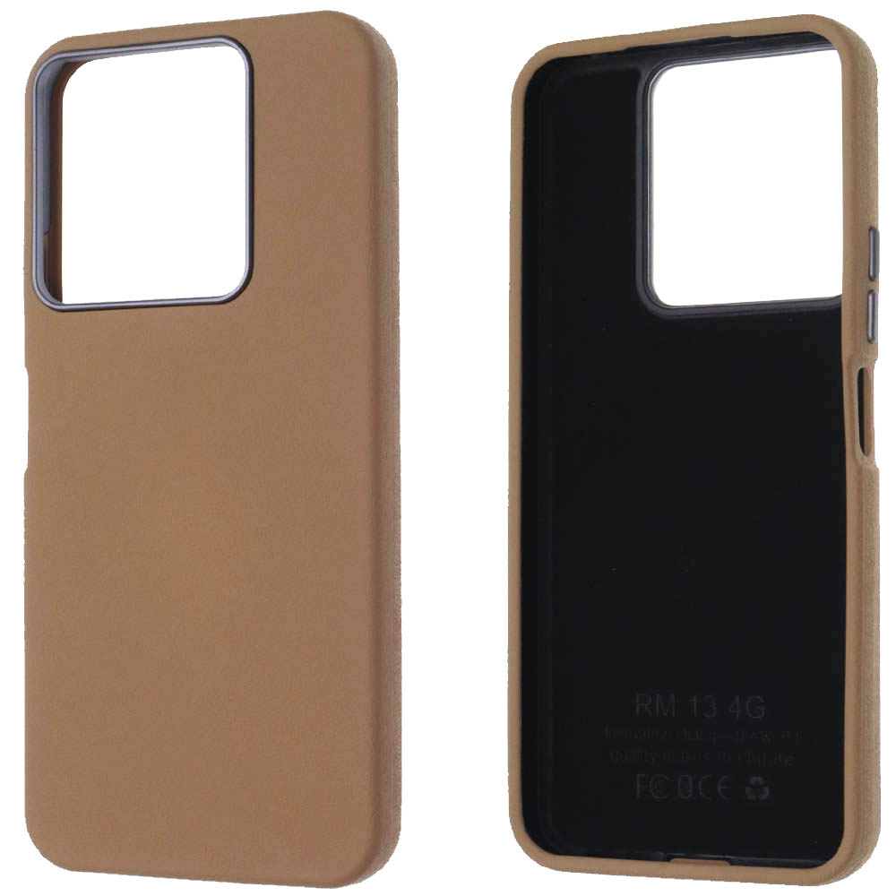 Чехол накладка для XIAOMI Redmi 13, POCO M6, силикон, пластик, текстура кожи, бархат, цвет коричневый