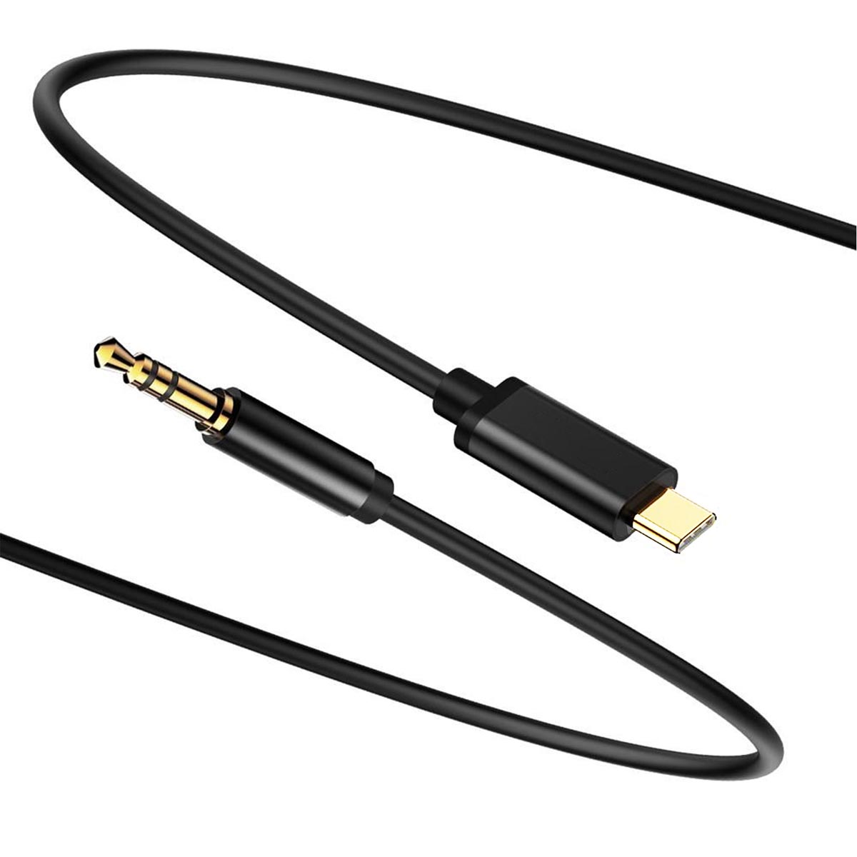 Аудио кабель, переходник JH-030 TYPE-C на AUX Jack 3.5 mm, длина 1 метр, цвет черный