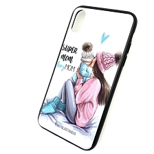 Чехол накладка для APPLE iPhone X, iPhone XS, силикон, рисунок super MOM boy.